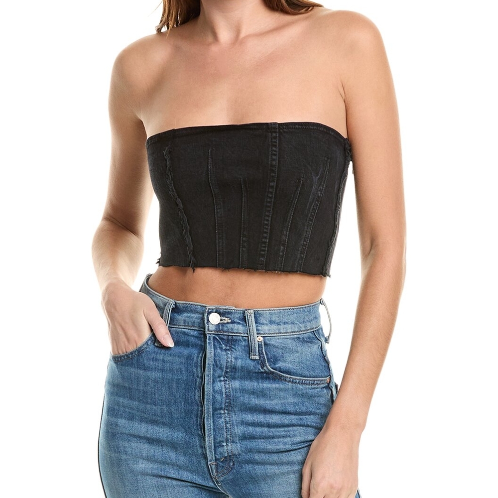 Hudson Jeans Black Bustier Crop Top